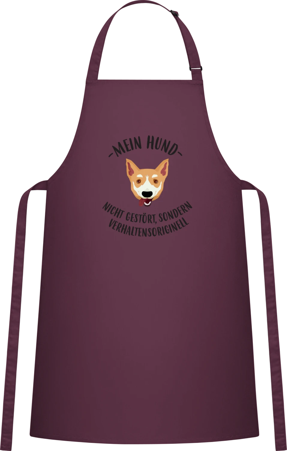 Mein Hund - nicht gestört, sondern verhaltensoriginell - Aubergine Cotton Bib Apron - Front