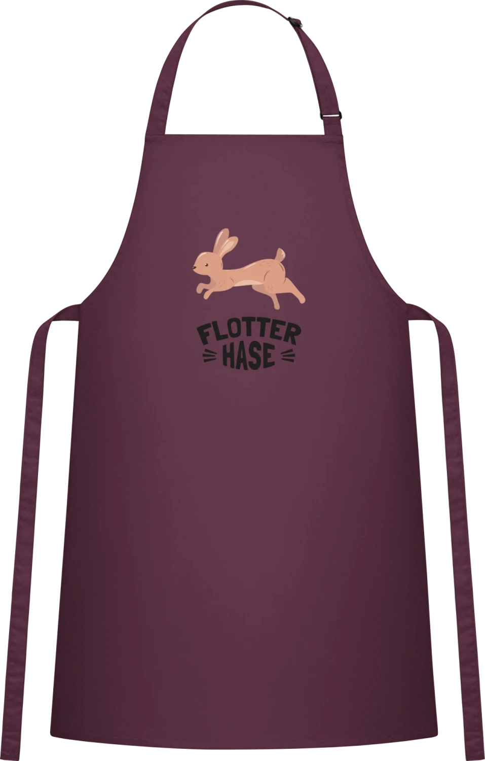 Flotter Hase Logo - Aubergine Cotton Bib Apron - Front