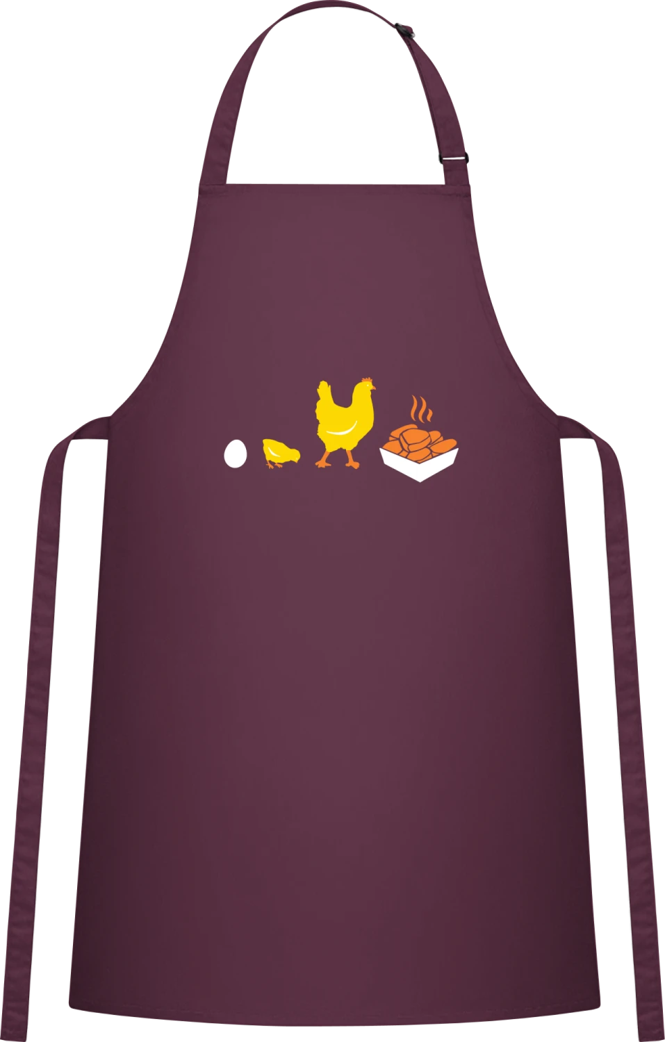 Evolution Chicken To Chicken Nuggets - Aubergine Cotton Bib Apron - Front