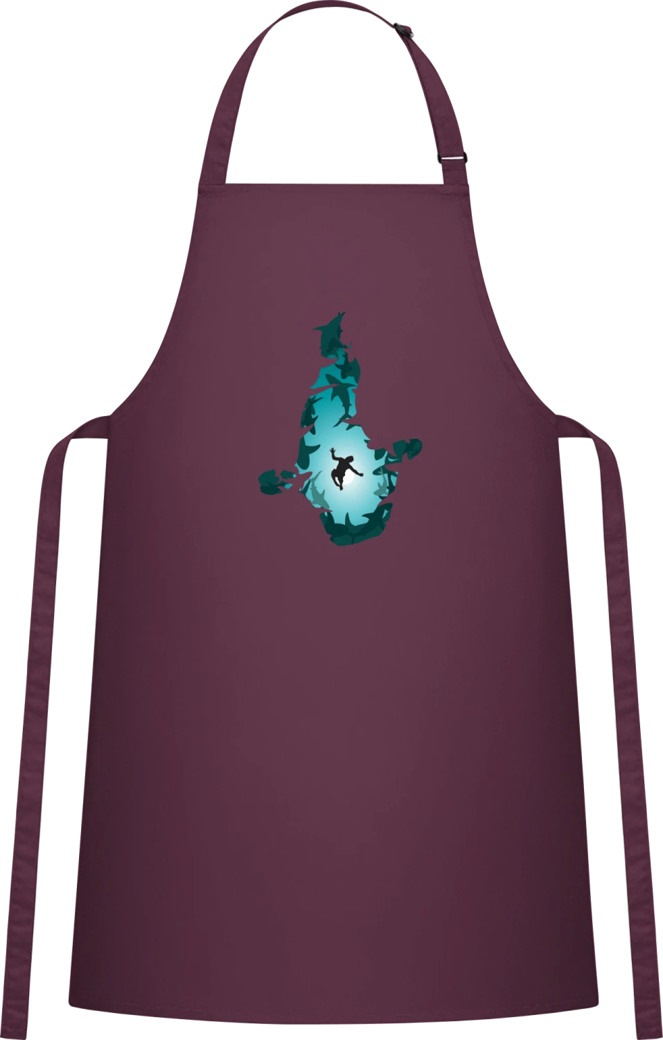 Sharks And Diver - Aubergine Cotton Bib Apron - Front