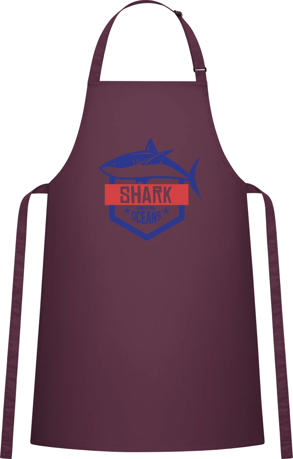 Shark King Of The Oceans - Aubergine Cotton Bib Apron - Front