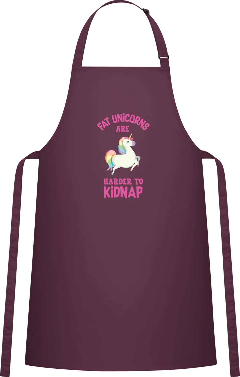 Fat Unicorns Are Harder To Kidnap - Aubergine Cotton Bib Apron - Front