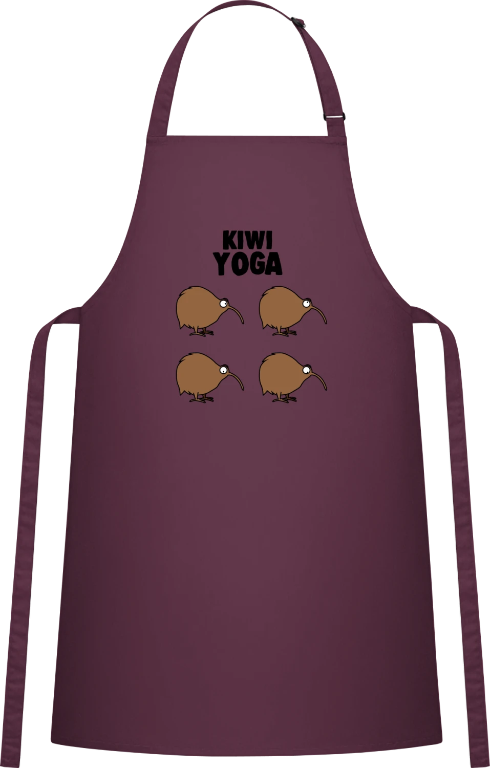 Kiwi Yoga - Aubergine Cotton Bib Apron - Front