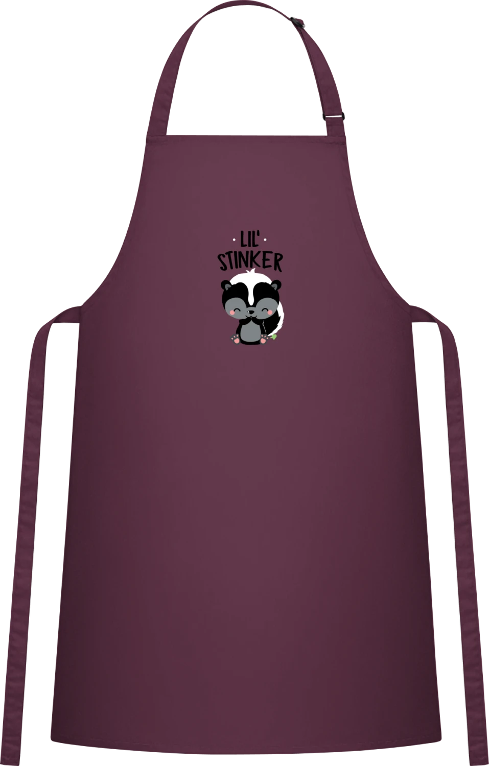 Lil' Stinker - Aubergine Cotton Bib Apron - Front