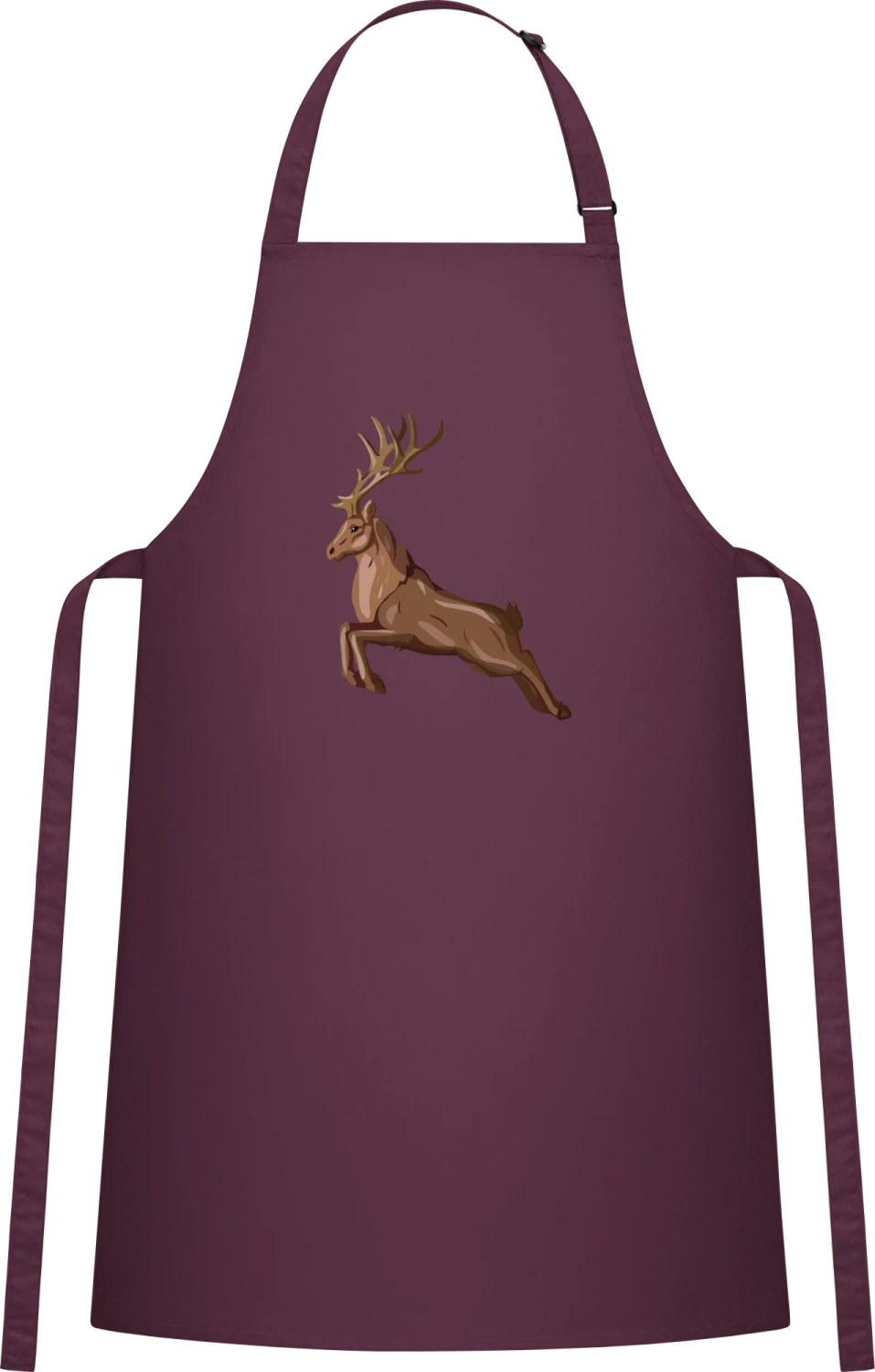 Jumping Deer - Aubergine Cotton Bib Apron - Front