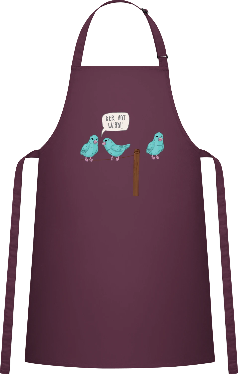 WLAN Vogel Comic - Aubergine Cotton Bib Apron - Front