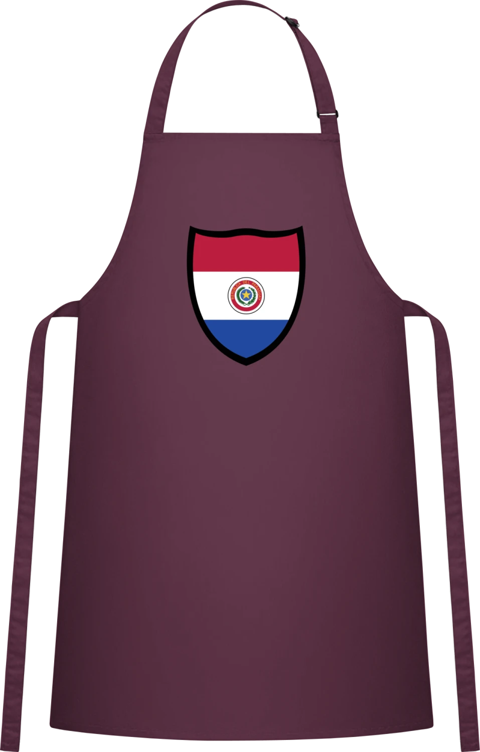 Paraguay Flag Shield - Aubergine Cotton Bib Apron - Front