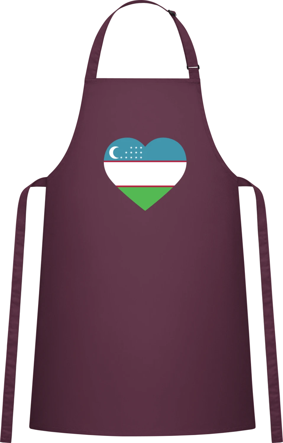 Uzbekistan Heart Flag - Aubergine Cotton Bib Apron - Front