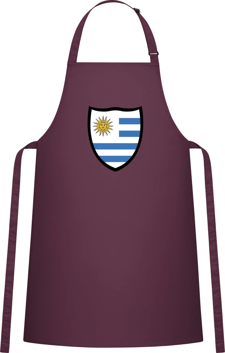 Uruguay Flag Shield - Aubergine Cotton Bib Apron - Front