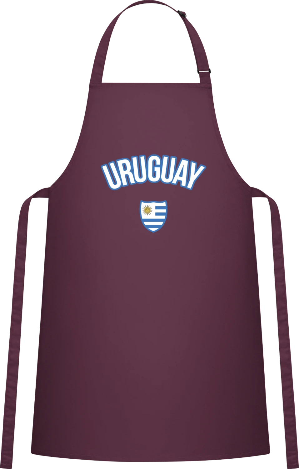 URUGUAY Fan - Aubergine Cotton Bib Apron - Front