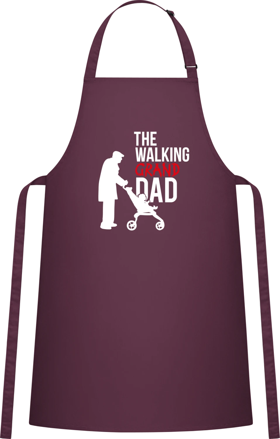 The Walking Grand Dad Grandpa - Aubergine Cotton Bib Apron - Front