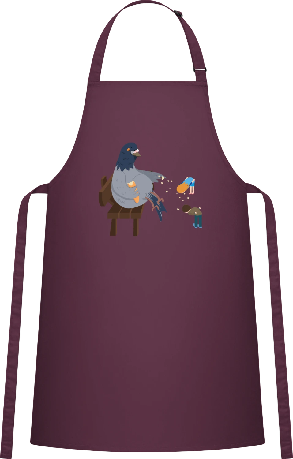 Dove Feeds Humans - Aubergine Cotton Bib Apron - Front