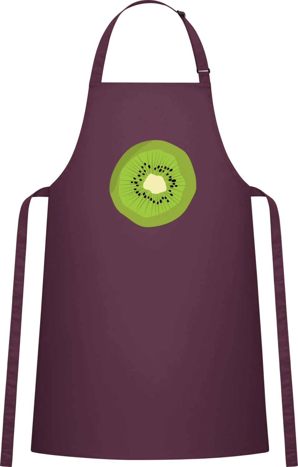 Kiwi Slice - Aubergine Cotton Bib Apron - Front