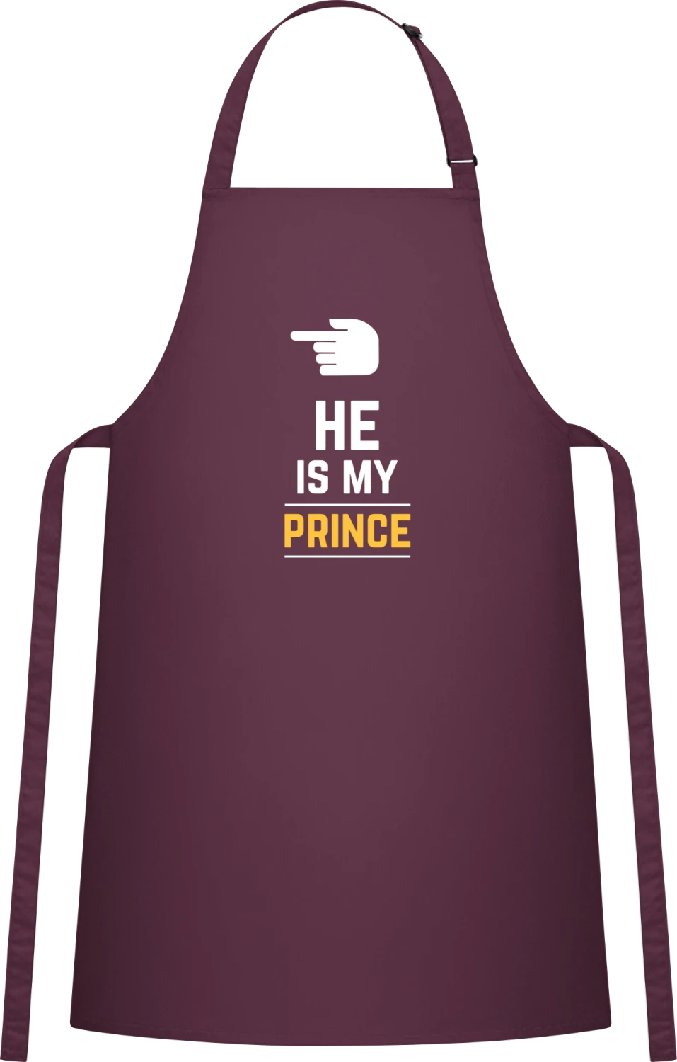 He Is My Prince - Aubergine Cotton Bib Apron - Front