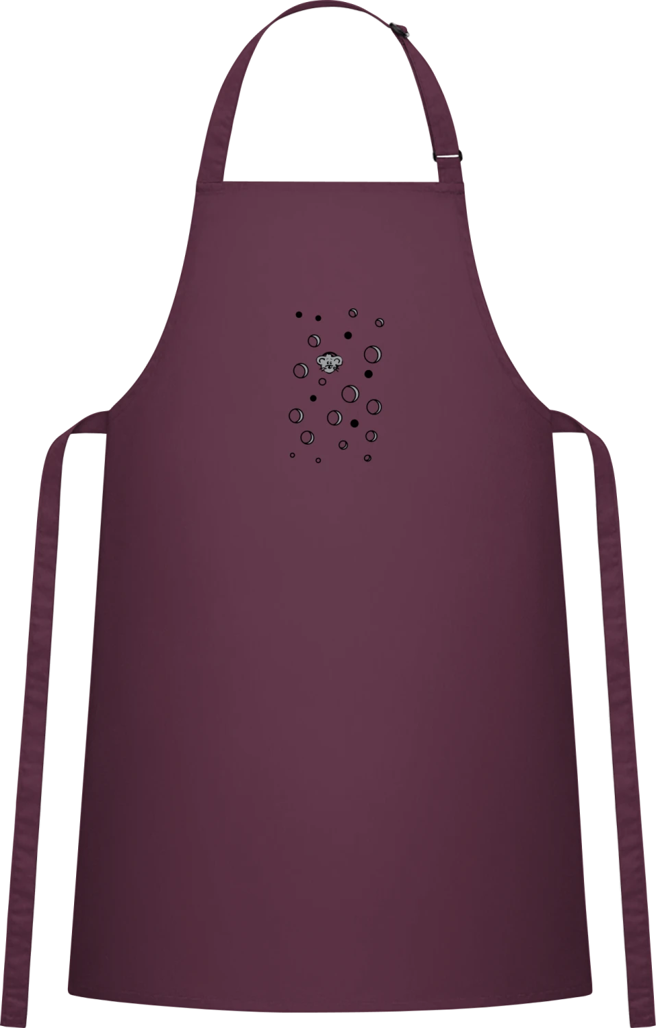 Mouse Hiding In Cheese - Aubergine Cotton Bib Apron - Front