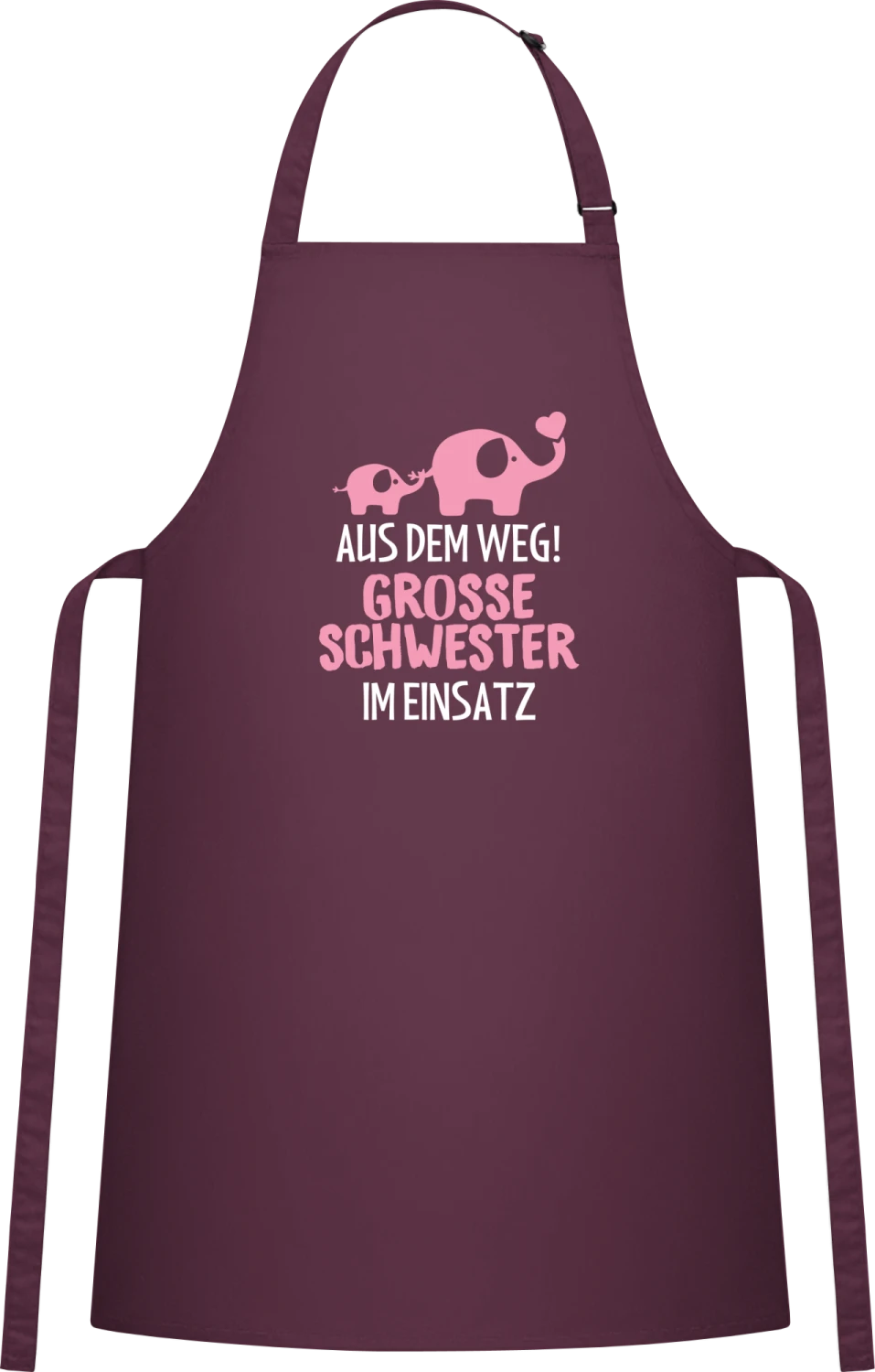 Aus dem Weg! Grosse Schwester im Einsatz - Aubergine Cotton Bib Apron - Front