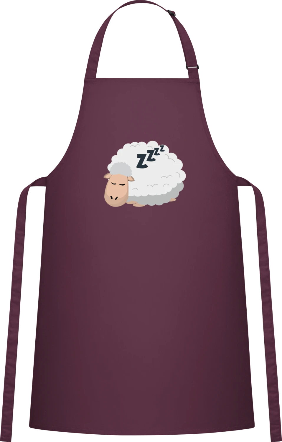 Sleeping Sheep - Aubergine Cotton Bib Apron - Front