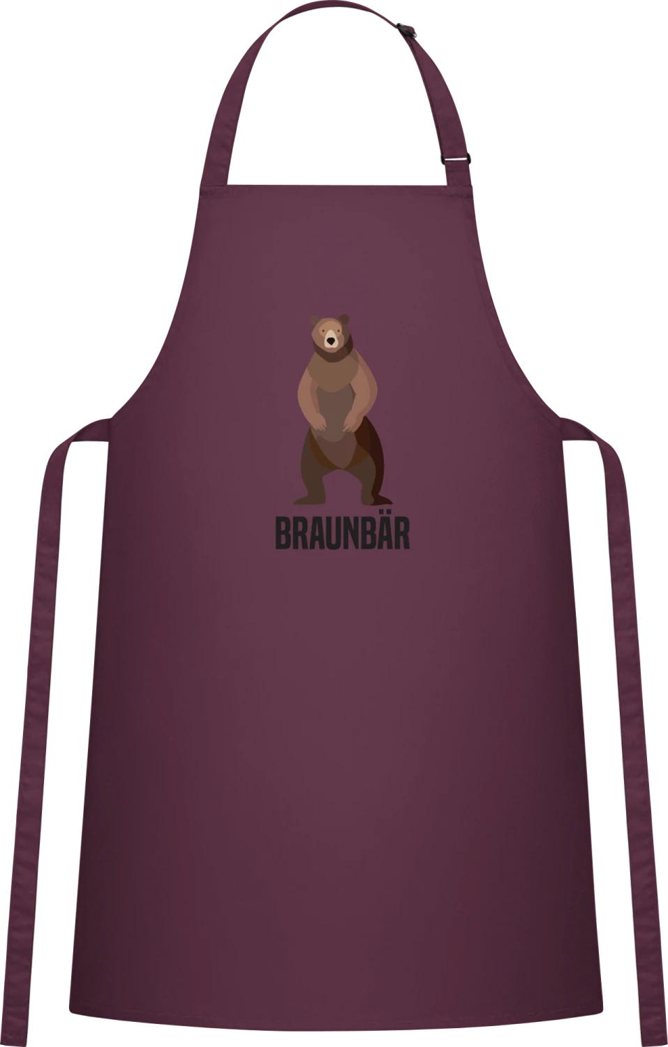 Braunbär - Aubergine Cotton Bib Apron - Front