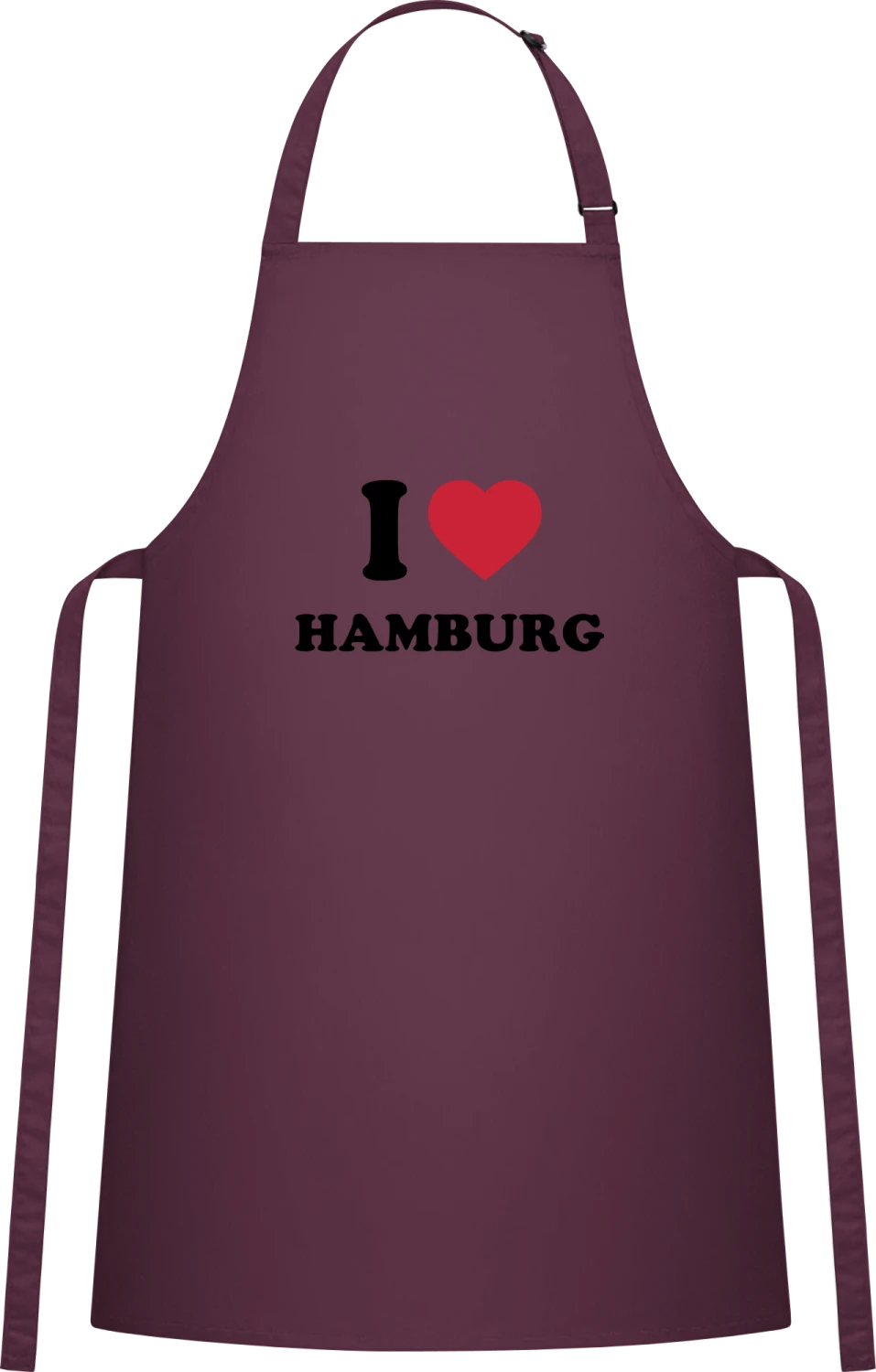 I Love Heart Hamburg - Aubergine Cotton Bib Apron - Front