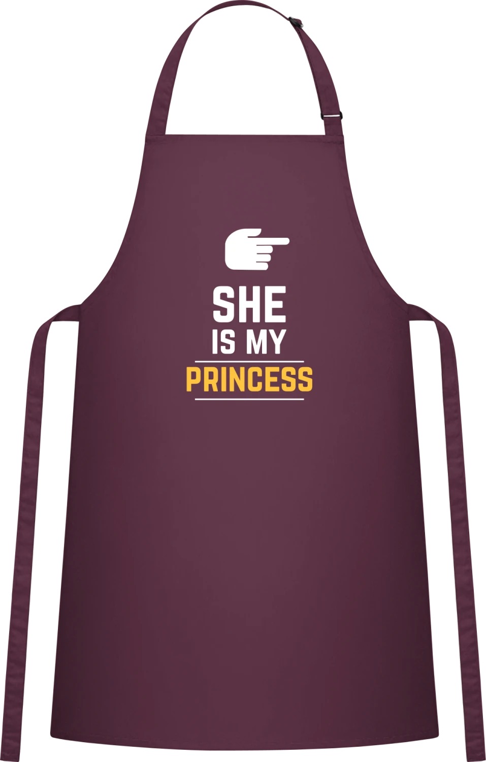 She Is My Princess - Aubergine Cotton Bib Apron - Front