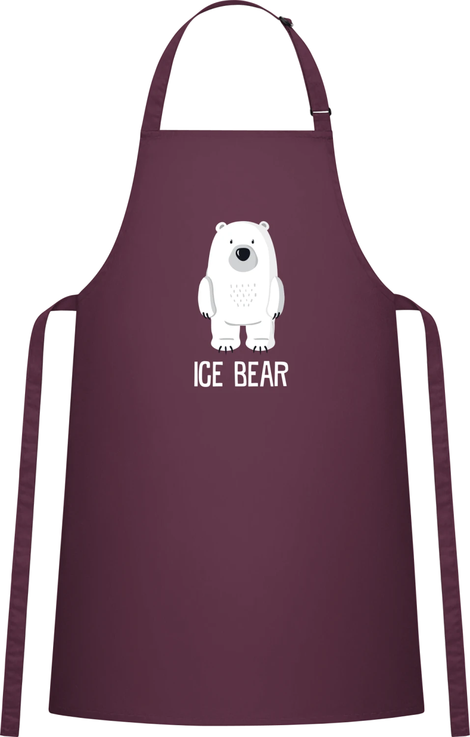 Polar Ice Bear - Aubergine Cotton Bib Apron - Front