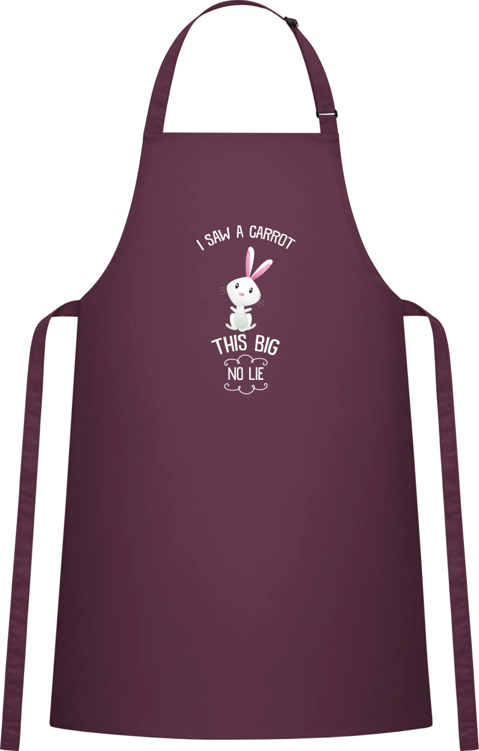 I Saw A Carrot This Big - Aubergine Cotton Bib Apron - Front