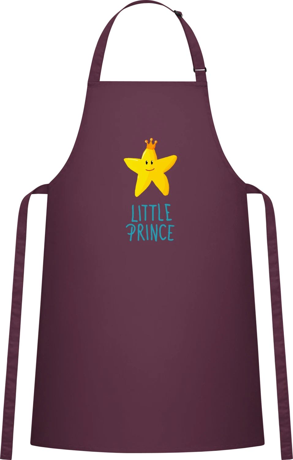 Little Prince Star Crown - Aubergine Cotton Bib Apron - Front