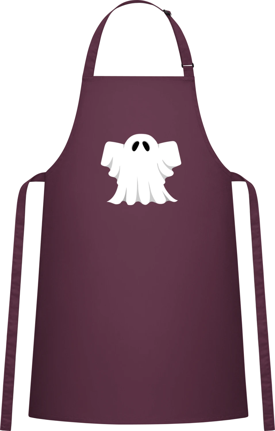 White Ghost - Aubergine Cotton Bib Apron - Front