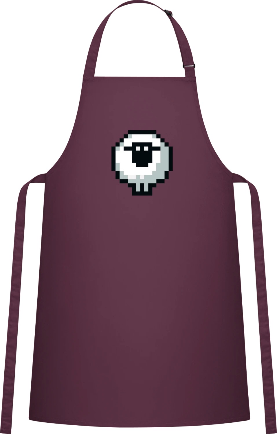 Pixel Sheep - Aubergine Cotton Bib Apron - Front