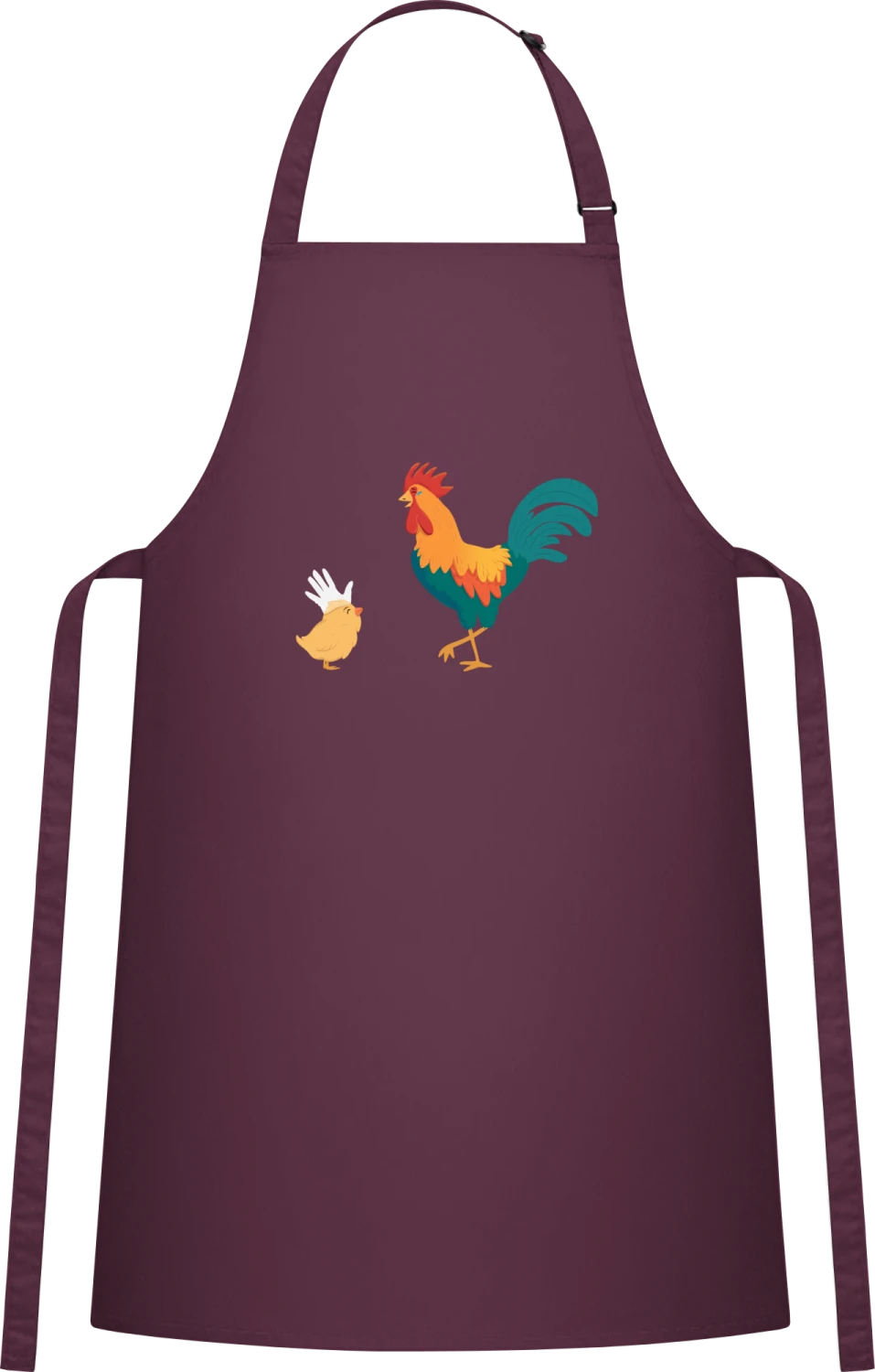 Chicken vs Cock - Aubergine Cotton Bib Apron - Front