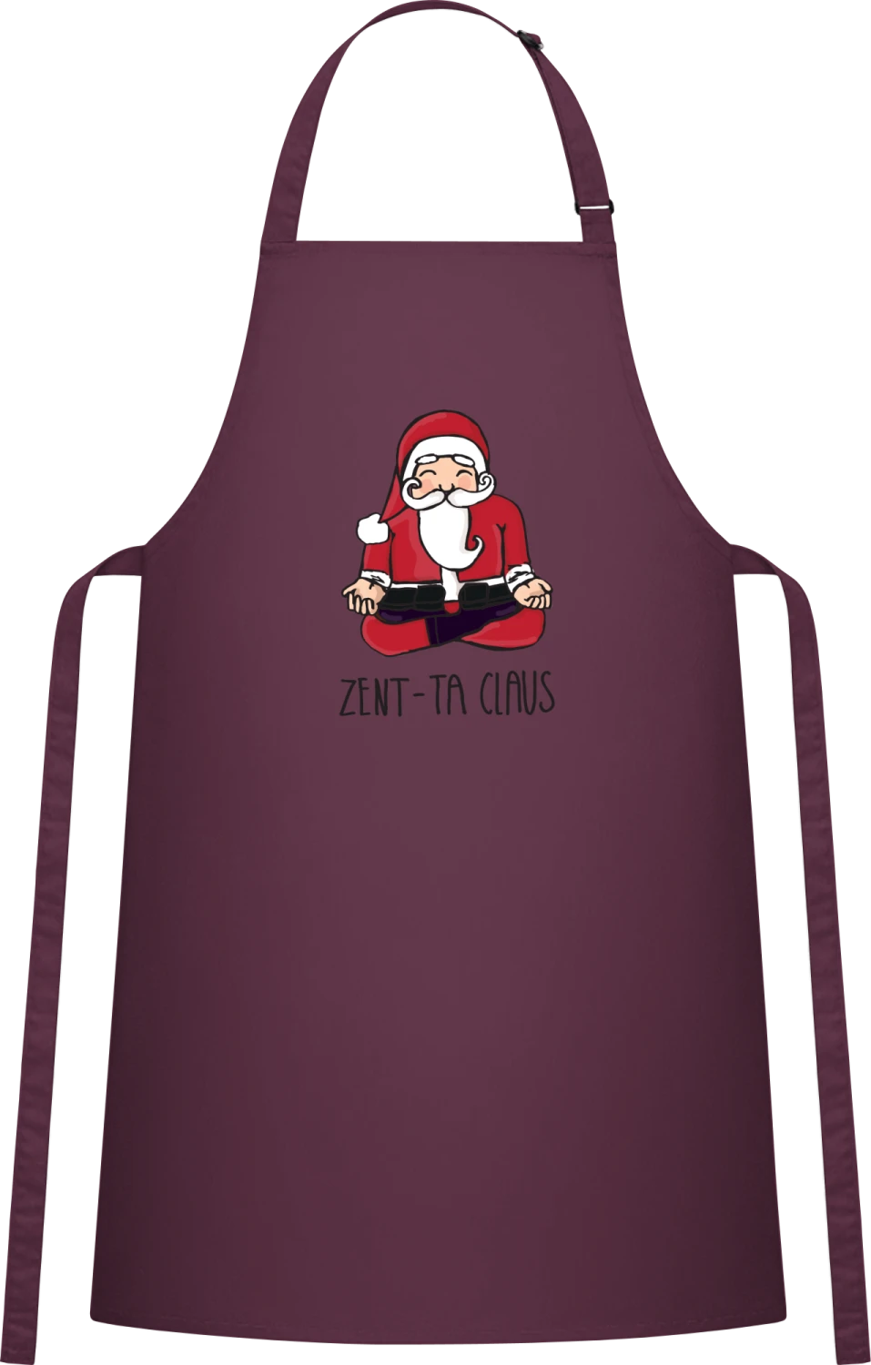 Santa Claus Zent-Ta-Claus - Aubergine Cotton Bib Apron - Front