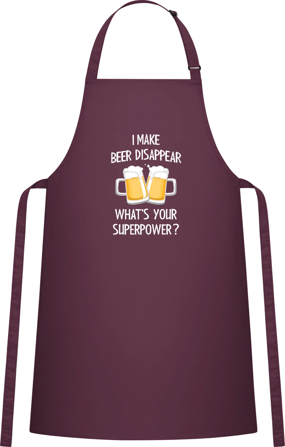 I Make Beer Dissappear - Aubergine Cotton Bib Apron - Front