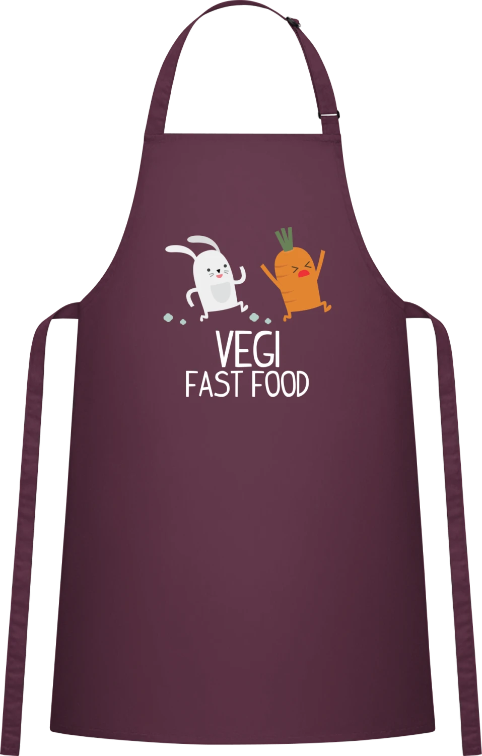 Vegi Fast Food - Aubergine Cotton Bib Apron - Front