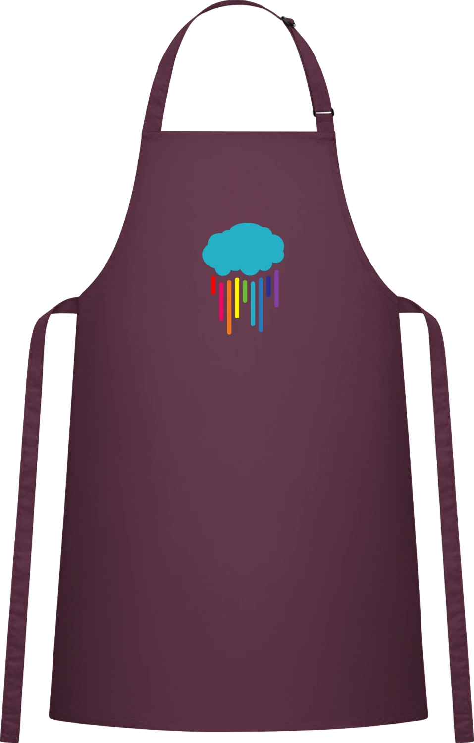 Cloud Rainbow Rain - Aubergine Cotton Bib Apron - Front