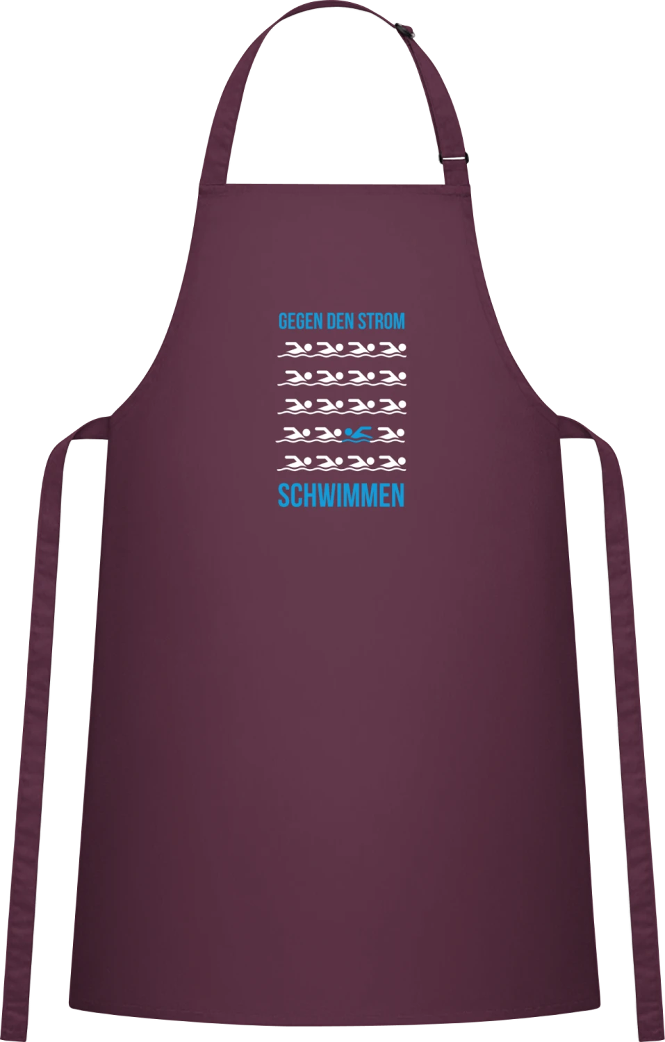 Gegen den Strom schwimmen - Aubergine Cotton Bib Apron - Front