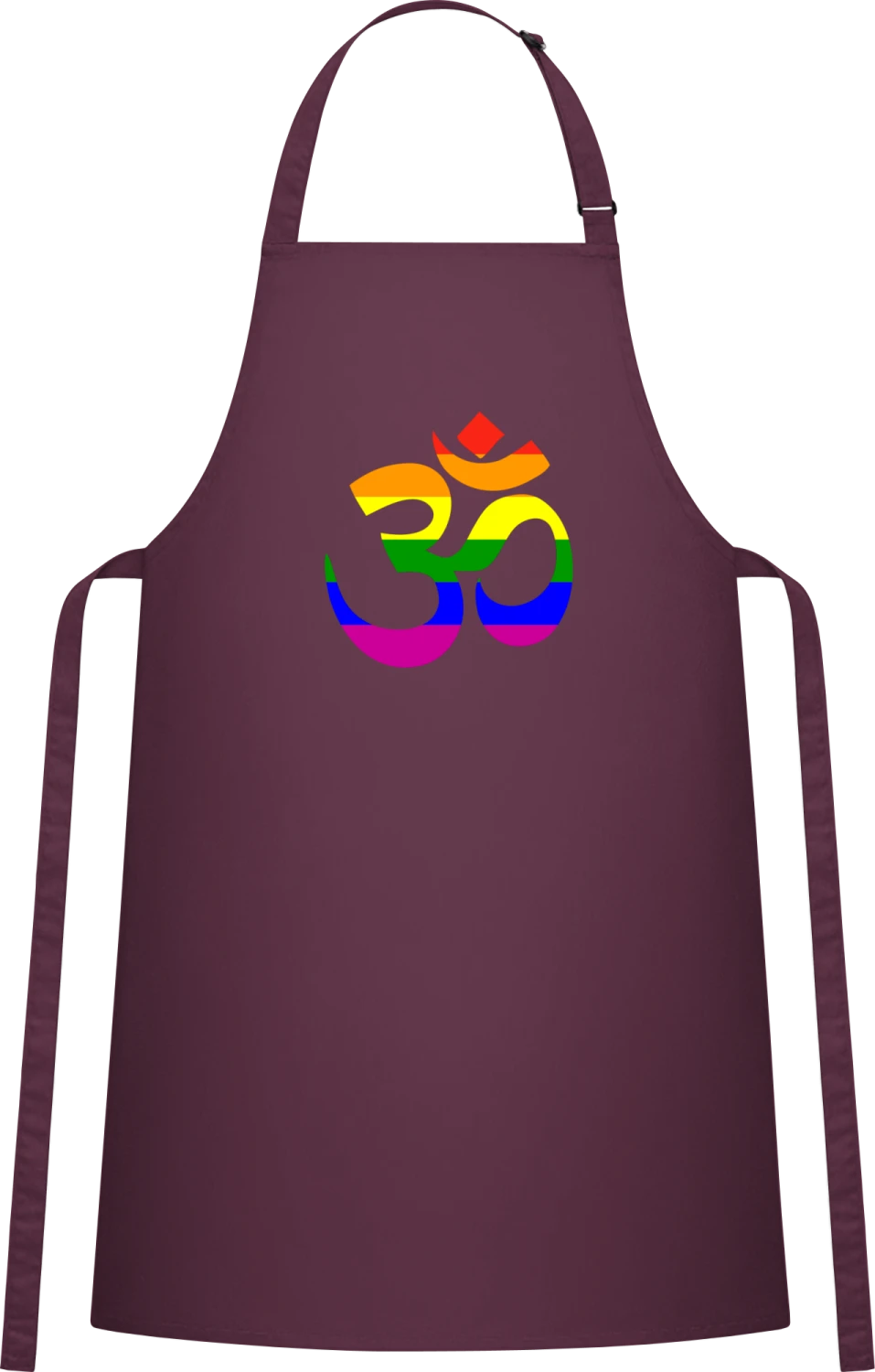 Rainbow Ohm - Aubergine Cotton Bib Apron - Front