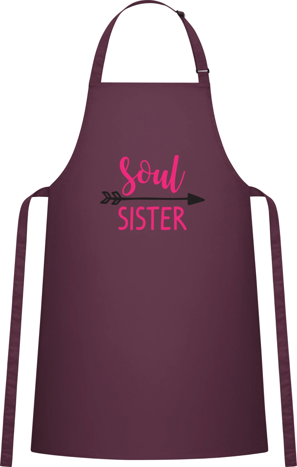 Soul Sister Left - Aubergine Cotton Bib Apron - Front