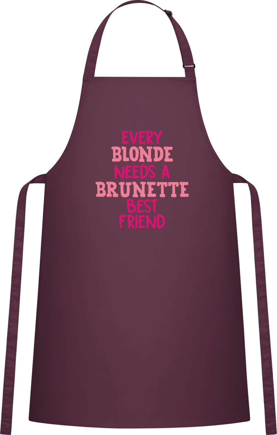 Every Blonde Needs A Brunette Best Friend - Aubergine Cotton Bib Apron - Front