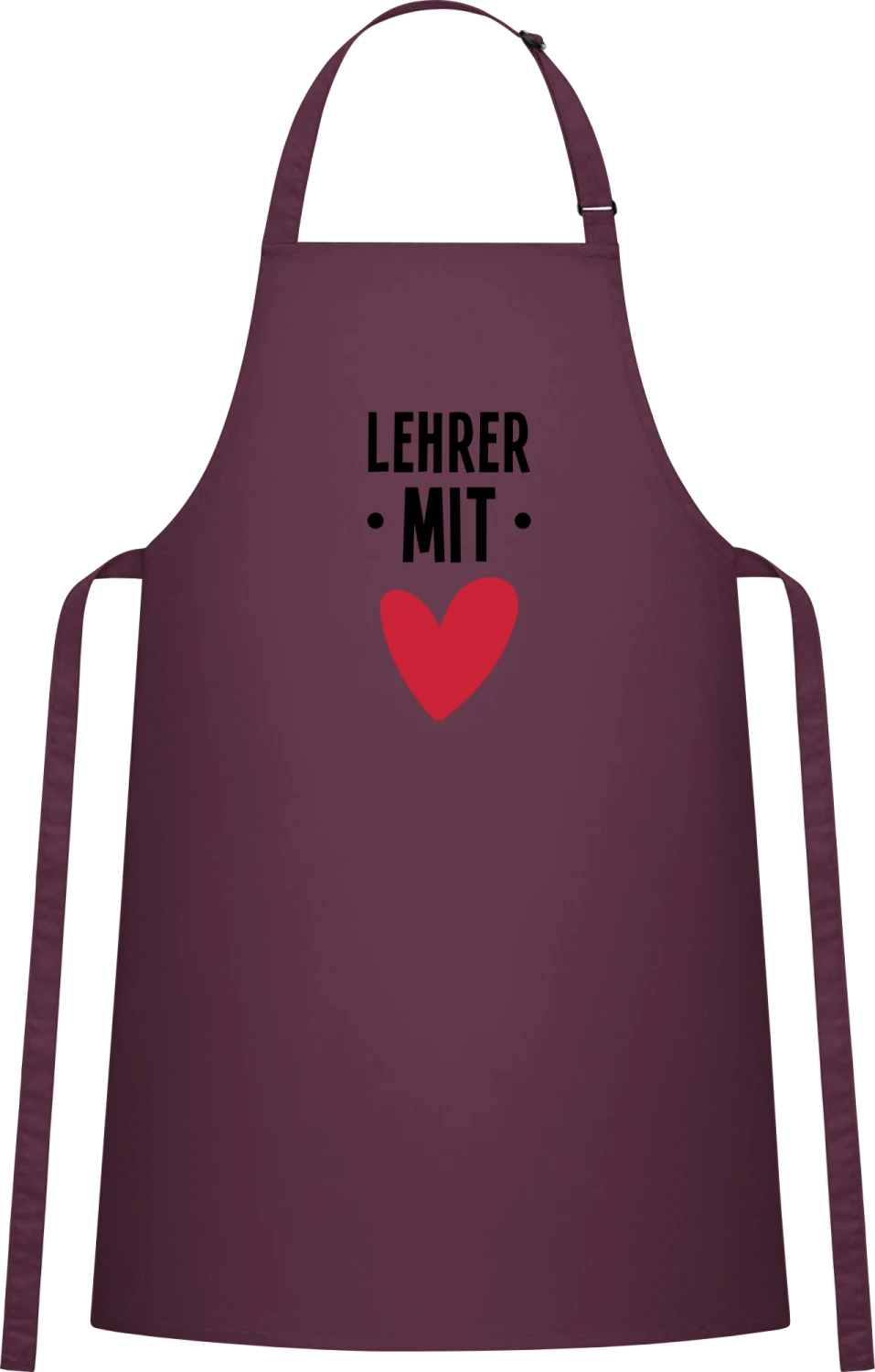 Lehrer mit Herz - Aubergine Cotton Bib Apron - Front