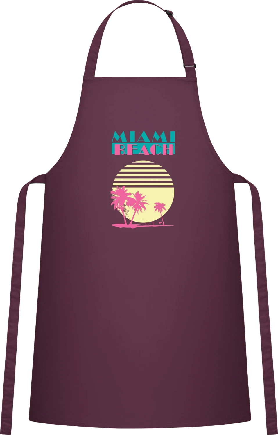 Miami Beach Sunset - Aubergine Cotton Bib Apron - Front