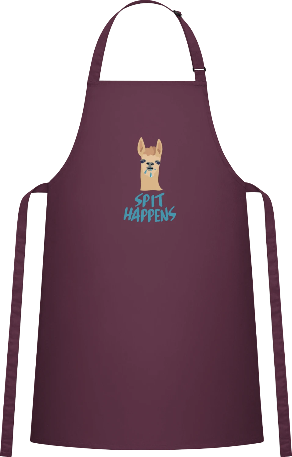 Spit Happens Llama - Aubergine Cotton Bib Apron - Front