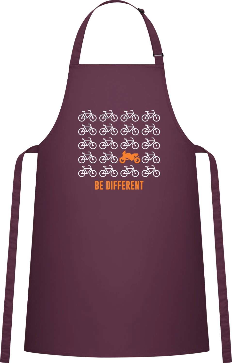 Be Different Motorcycle - Aubergine Cotton Bib Apron - Front