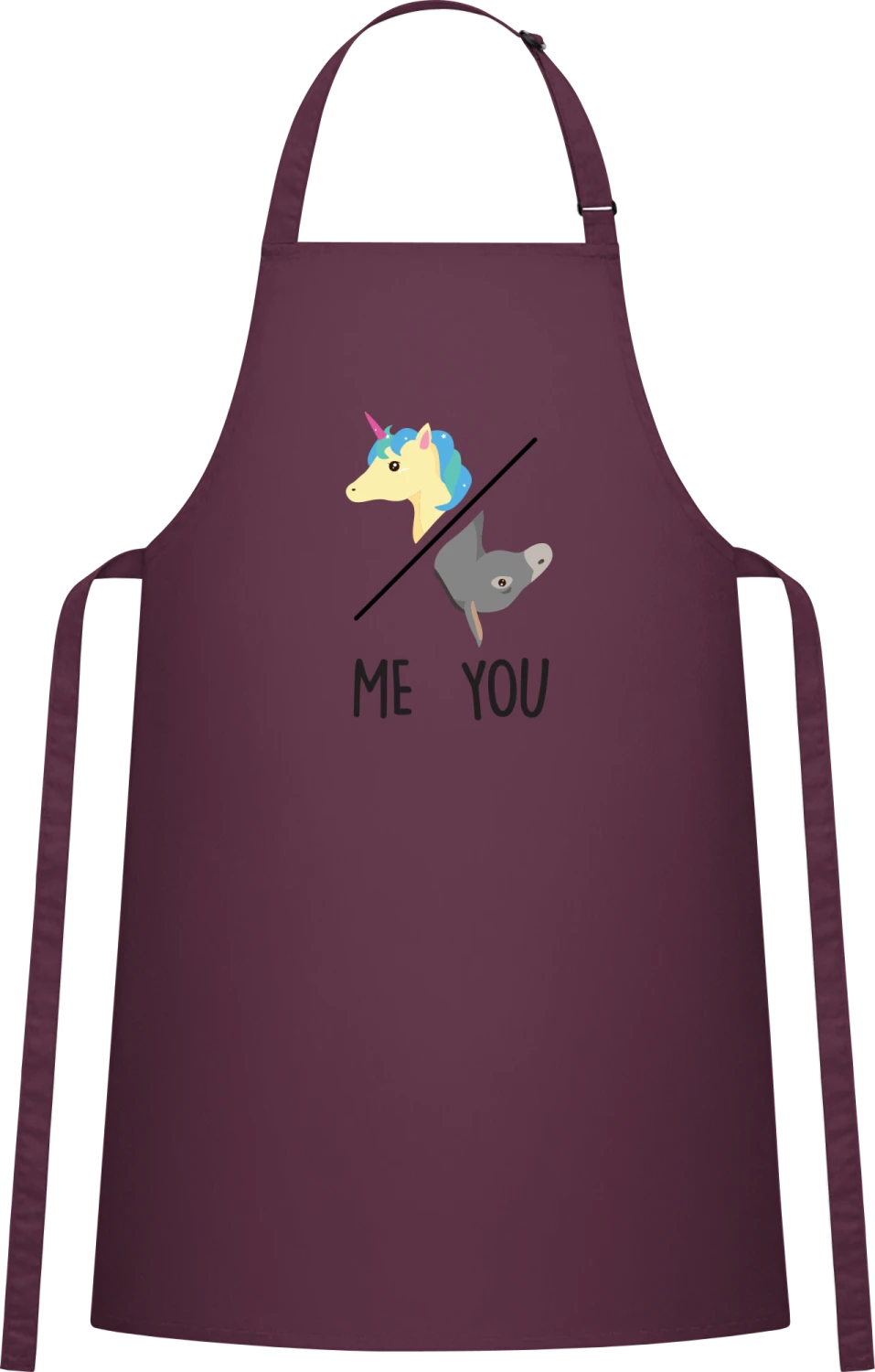 Me Unicorn You Donkey - Aubergine Cotton Bib Apron - Front