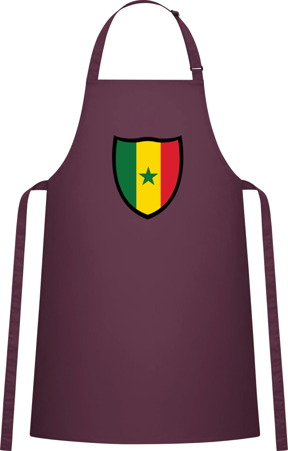 Senegal Flag Shield - Aubergine Cotton Bib Apron - Front