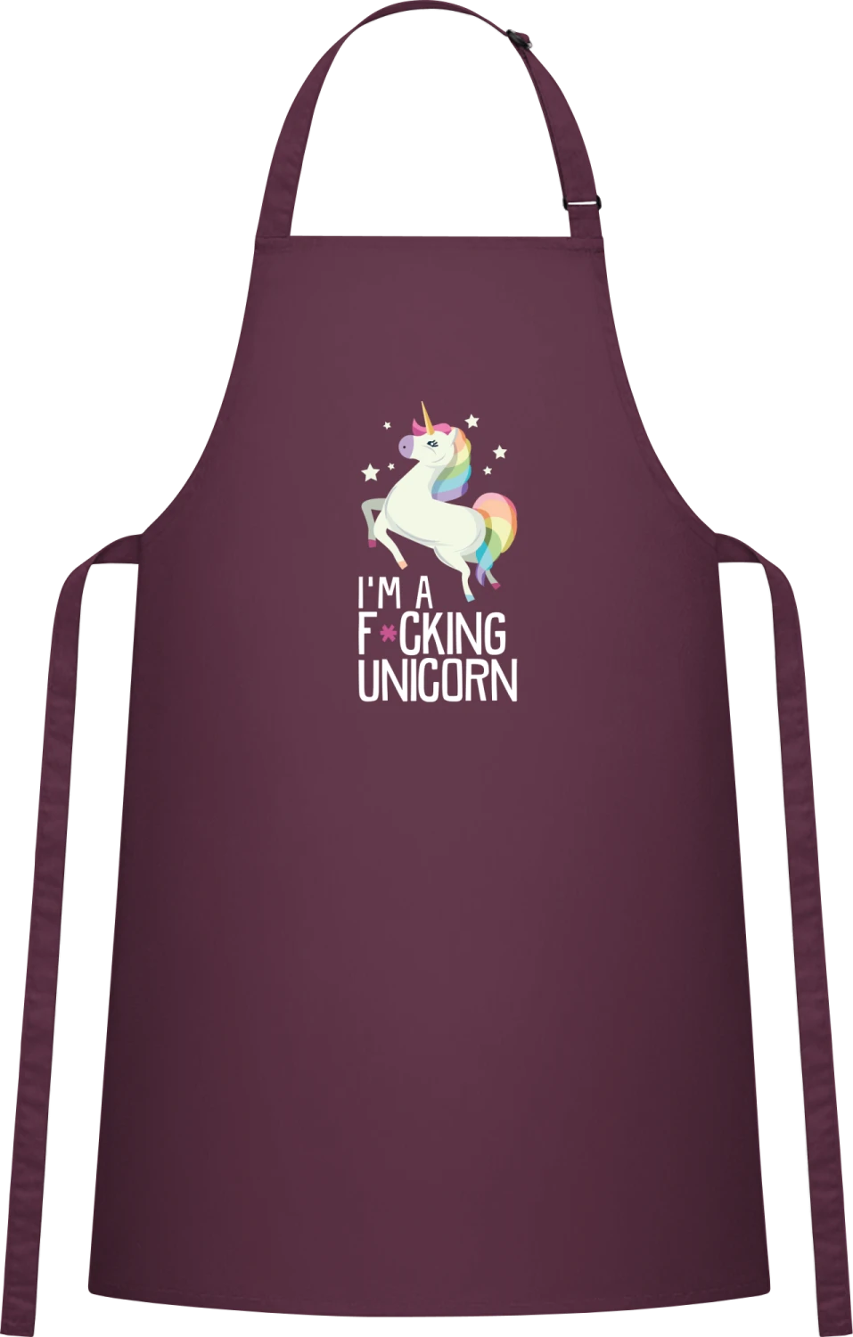 I'm A F*cking Unicorn - Aubergine Cotton Bib Apron - Front