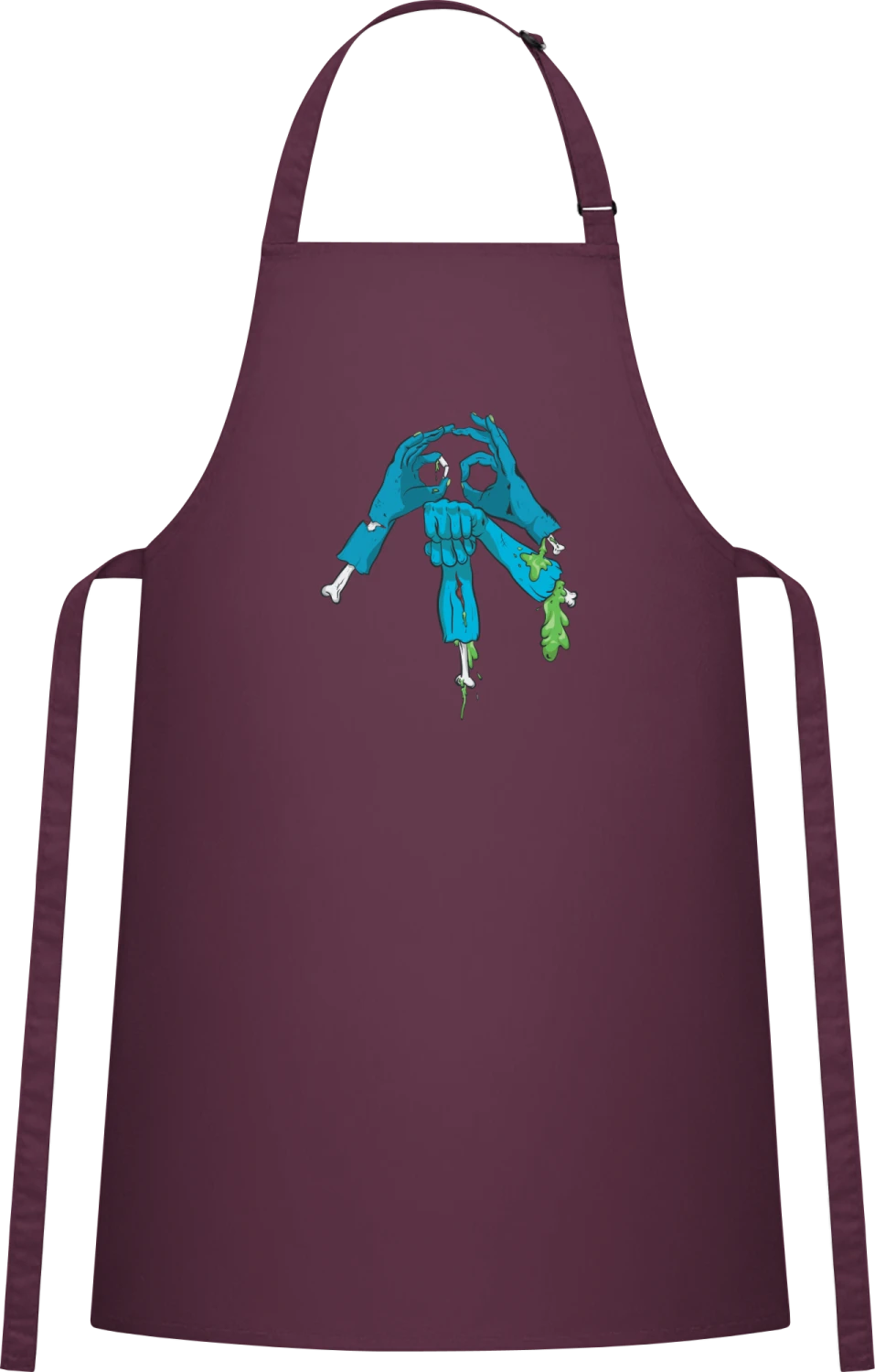 Zombie Hands Skull - Aubergine Cotton Bib Apron - Front