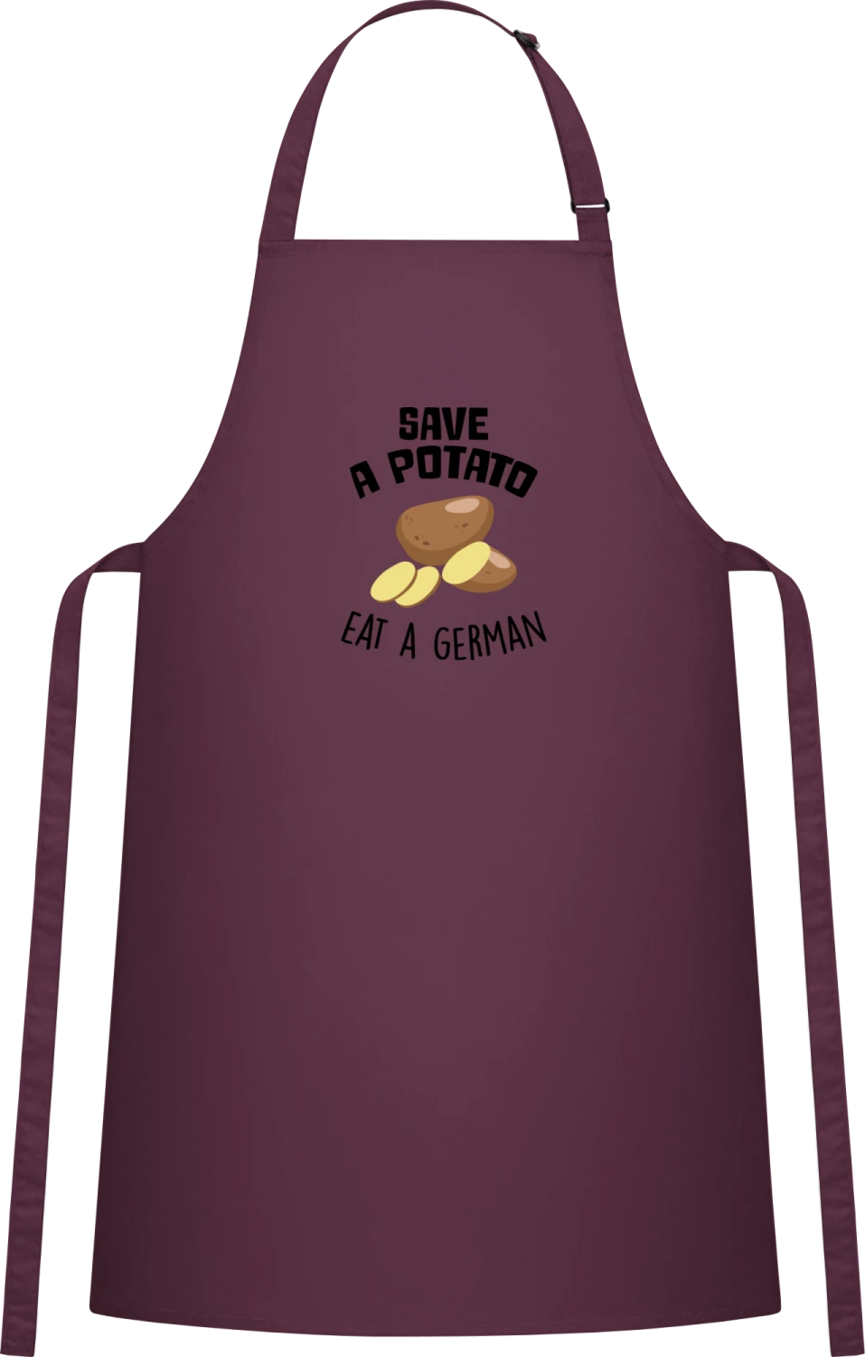 Save A Potato - Aubergine Cotton Bib Apron - Front