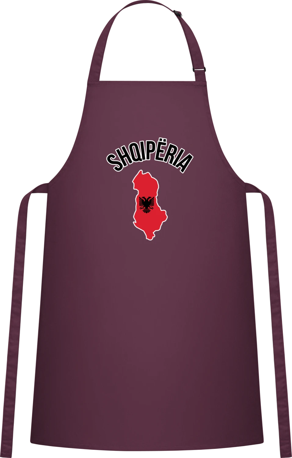 Shqiperia - Aubergine Cotton Bib Apron - Front