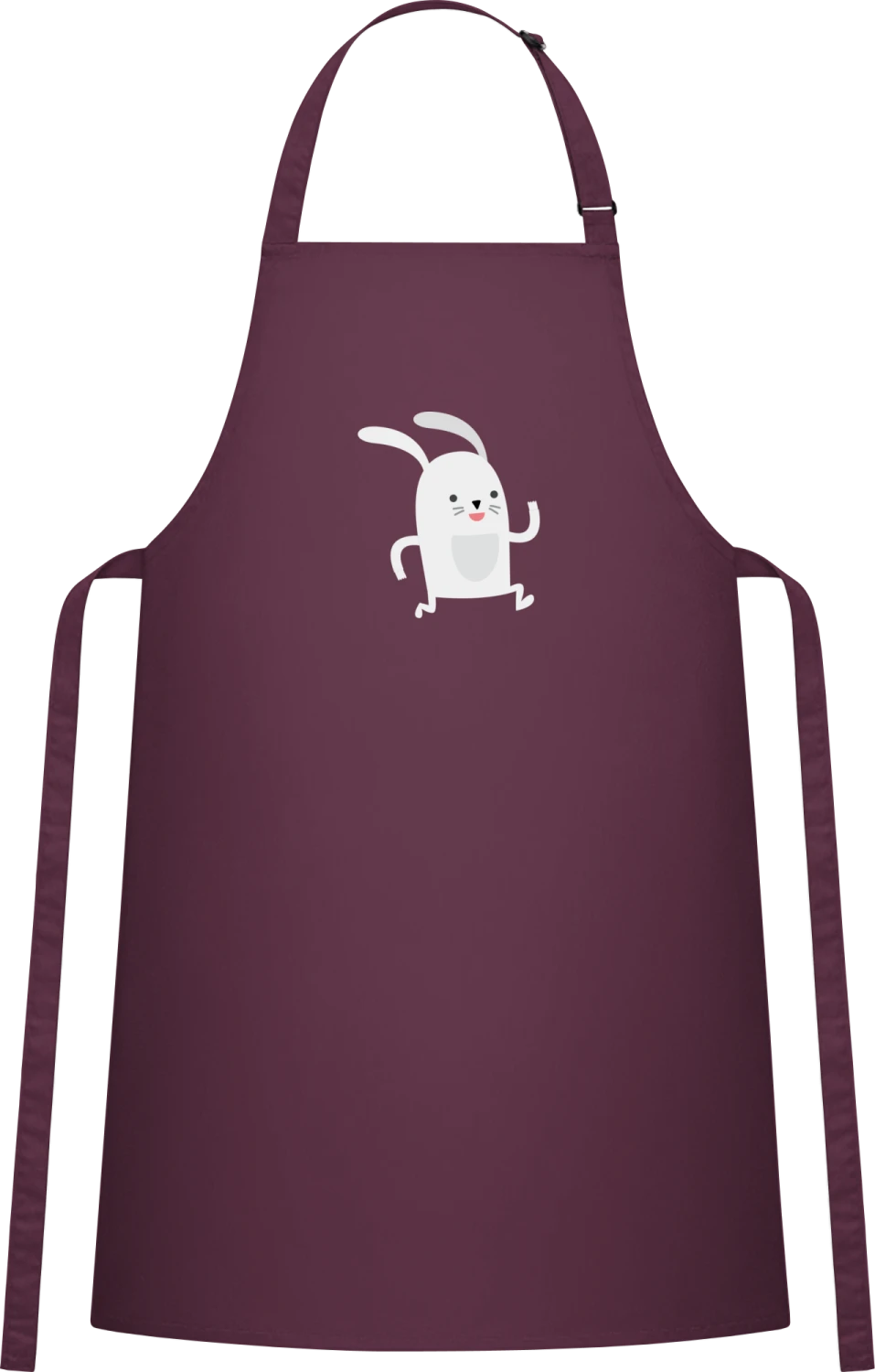 Bunny Character - Aubergine Cotton Bib Apron - Front