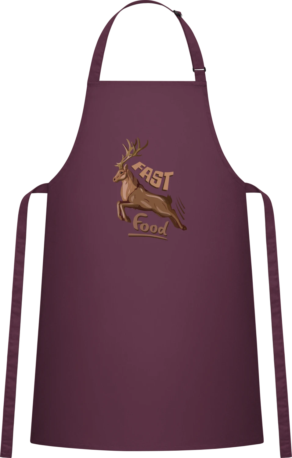 Deer Fast Food - Aubergine Cotton Bib Apron - Front